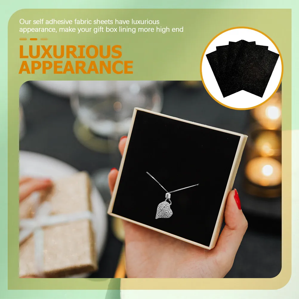 

4Pcs Self Adhesive Jewelry Box Liner Sheets Black Felt Fabric Stickers for Gift Box Storage Anti-Tarnish Craft Protection