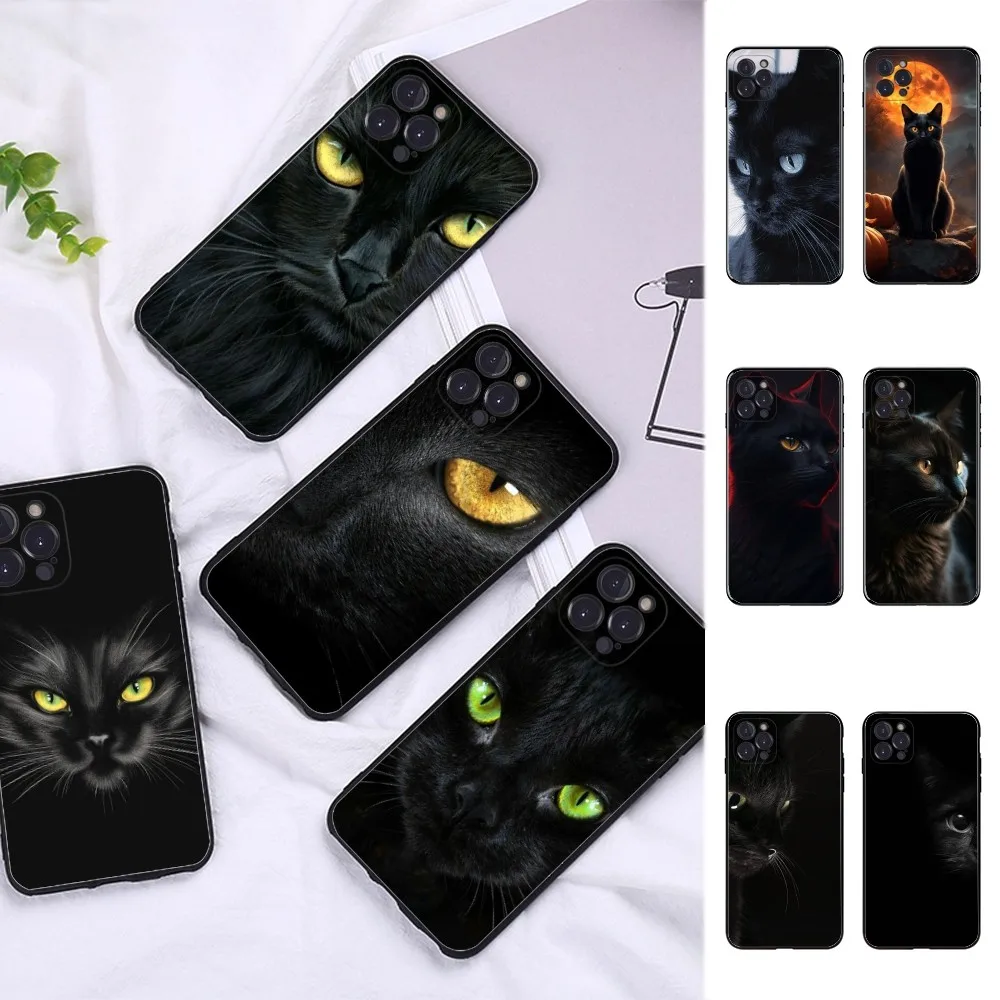 

Black Cat Staring Eye Phone Case For iPhone 15 14 11 12 13 Mini Pro XS Max Cover 6 7 8 Plus X XR SE 2020 Funda Shell