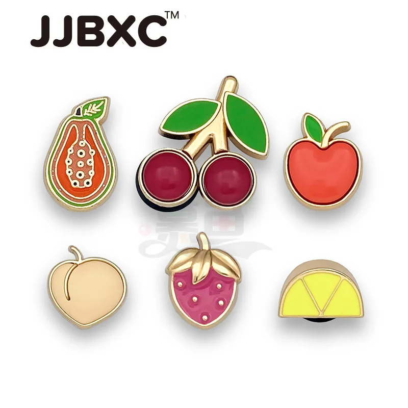 JJBXC CHARM Metal Shoe Buckle cross Shoe Accessories Alloy Cherry Strawberry Fruit DIY Fashion Shoes Accessories