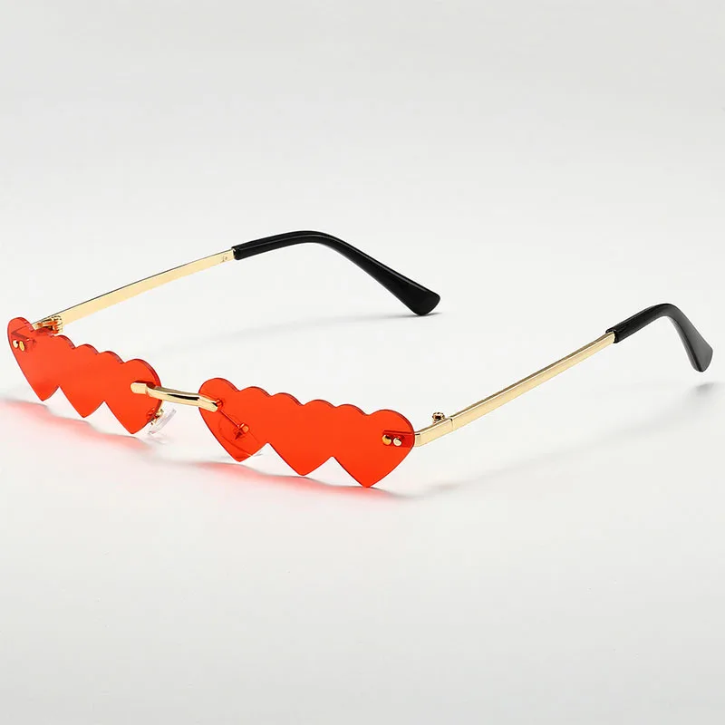 Love Heart Shaped Rimless Sunglasses Women New Fashion Party Shades Eyewear Metal Frame Sun Glasses UV400 Fancy Accessories