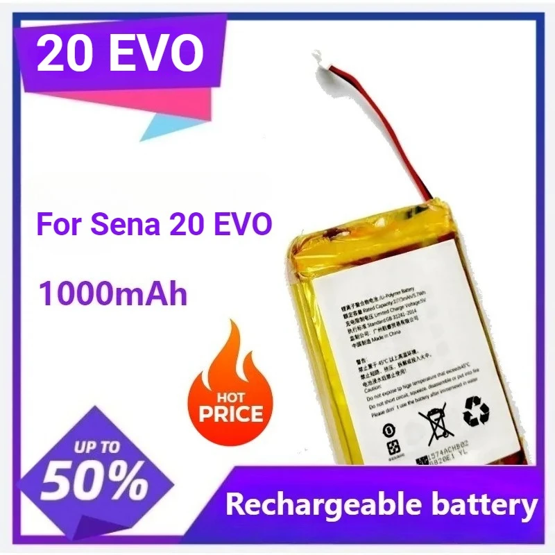 20 EVO Replaces Battery for Sena 20 EVO 20EVO Helmet Bluetooth Headset Batterie Accumulator Digital Batteries 1000mAh