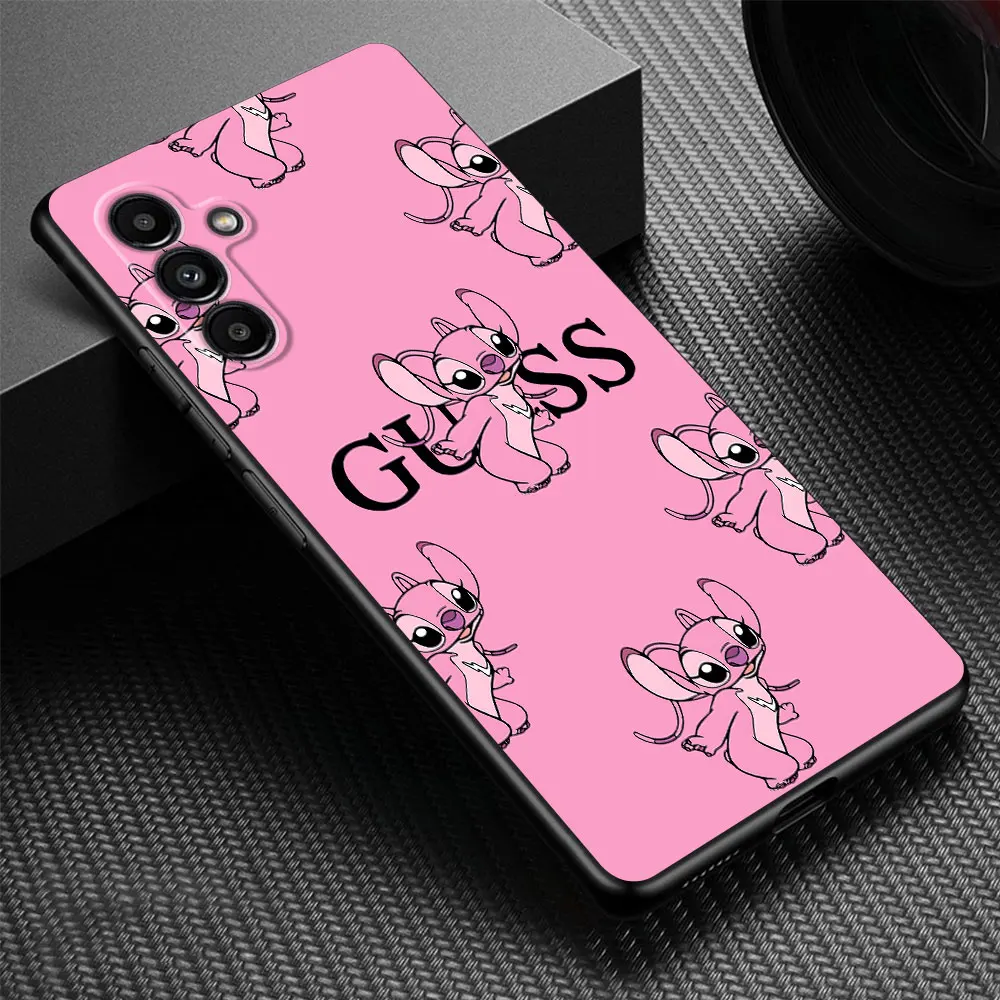 Case for Samsung Galaxy A01 A13 A54 A03 Core A14 A12 A52 A03s A05s A04s A02s A04e Disney stitch angle Black Soft Cover