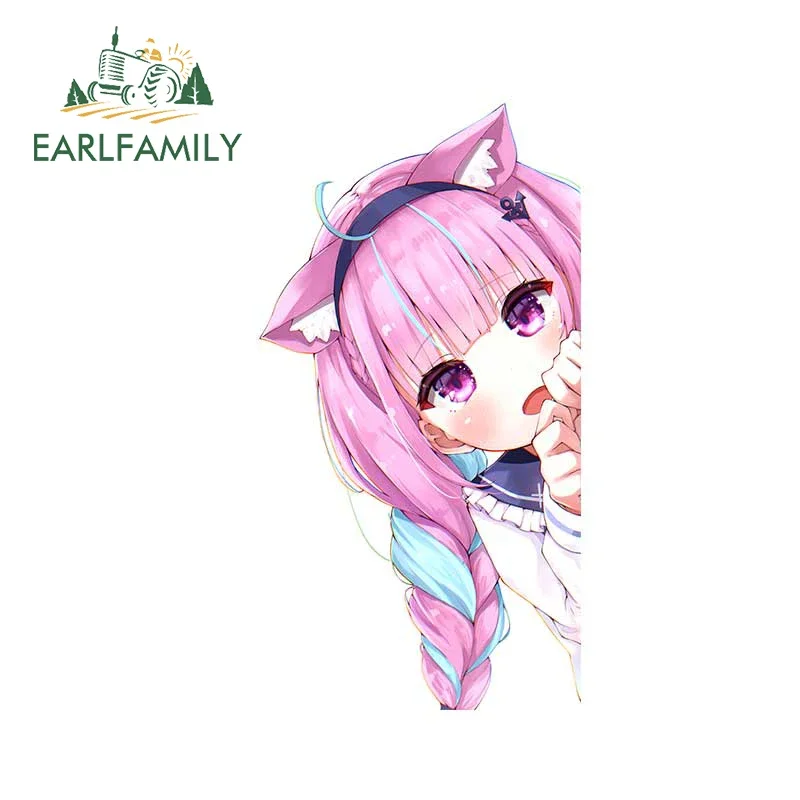 EARLFAMILY Hololive Minato Aqua Pink Hair Cute Peek Car Accessories Sticker Camper Vinyl Car Wrap Decal Motorcycle Funny Decor