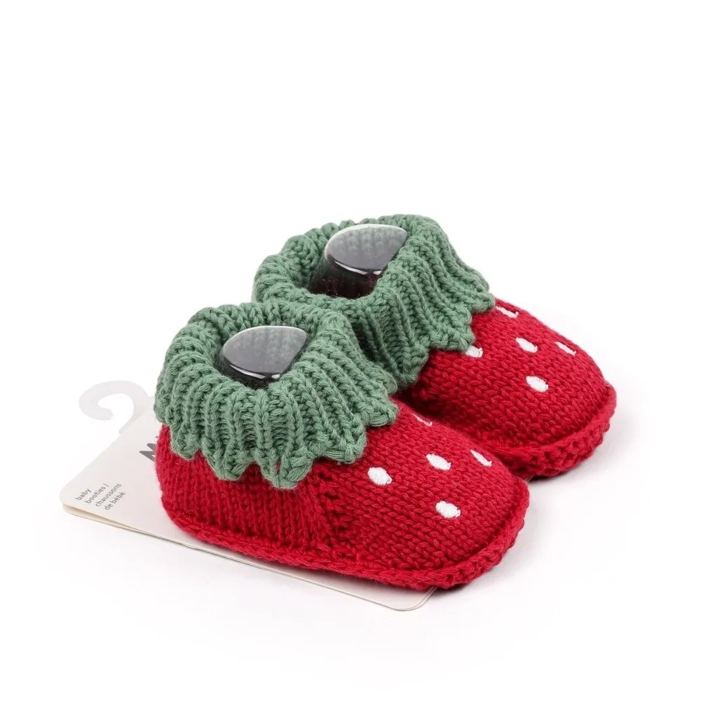 1 Pair Soft Sole Knitted Shoes Cartoon Pattern Warm Lining Infant Pre-walkers Comfortable Fit Anti-slip Design