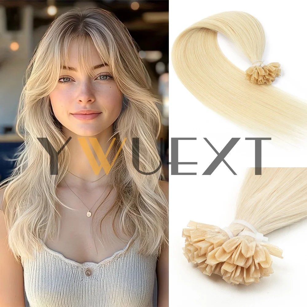 Blonde Keratin V Tip Hair Extension Human Hair 50strands Natiral Straight Hair 30-50G/pack Fusion Tip Hair On Caspule  12''-20''