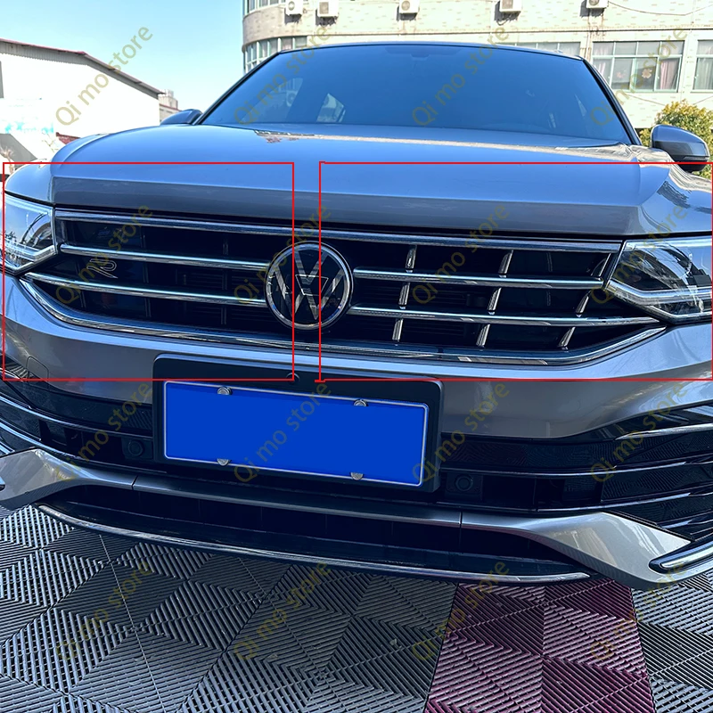 For VW Tiguan MK2 Front Grille Chrome 2021 2022 2023 2024 Tiguan Grill Chrome Plated Decorative Strip Car styling Accessory