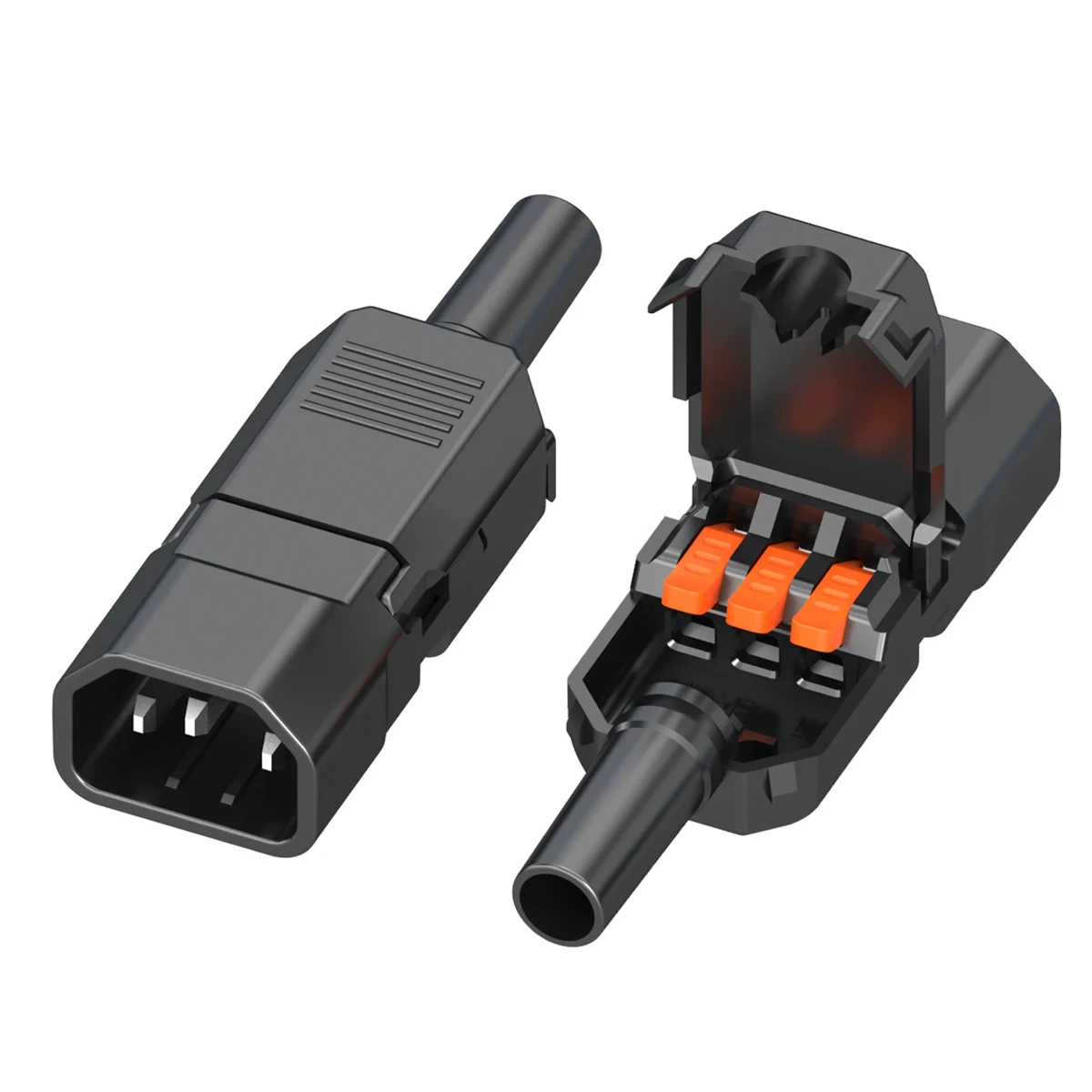 3 Stück 3-polig 10A 250V IEC C13 C14 Stecker-Buchse Stromanschluss Schraubenloser Schnellanschluss-Klemmenblock für Reiskocher Elektrofahrrad-Ladegerät
