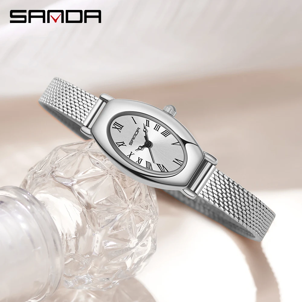 Sanda-Montre-bracelet analogique à quartz étanche pour femme d\'affaires, design élégant, cadran carré avec numéro romain, mouvement, nouveauté 1123,