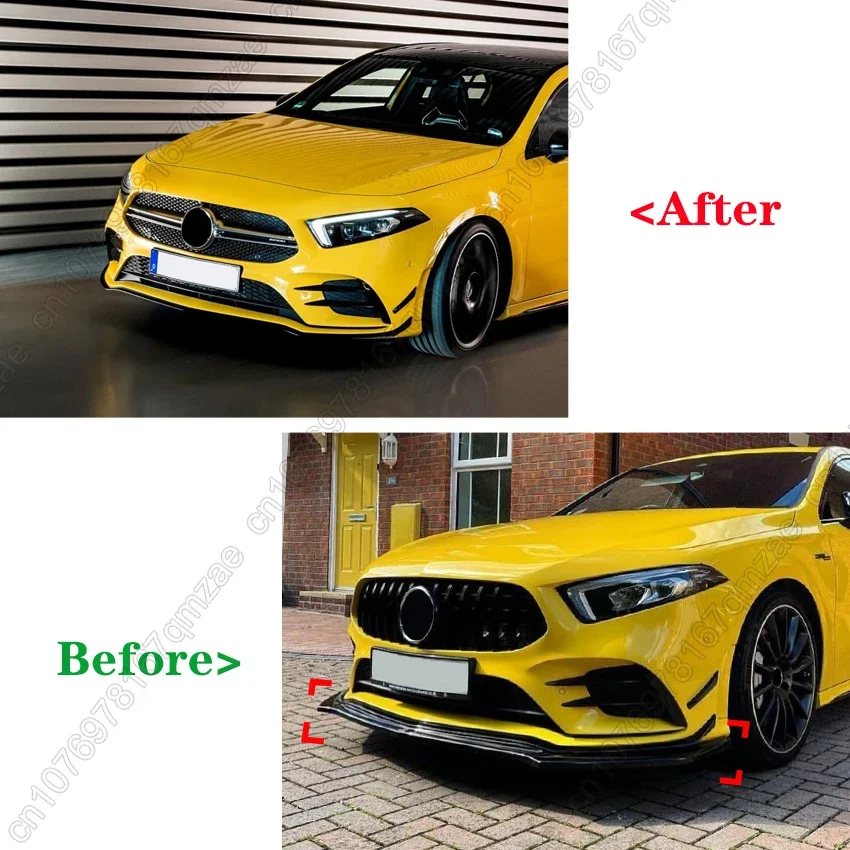 For MercedesBenz A Class W177 A35 A180 A200 A220 A250 AMG 2019-2022 4 Door Seden Front Bumper Lip Splitter Spoiler Body Kit