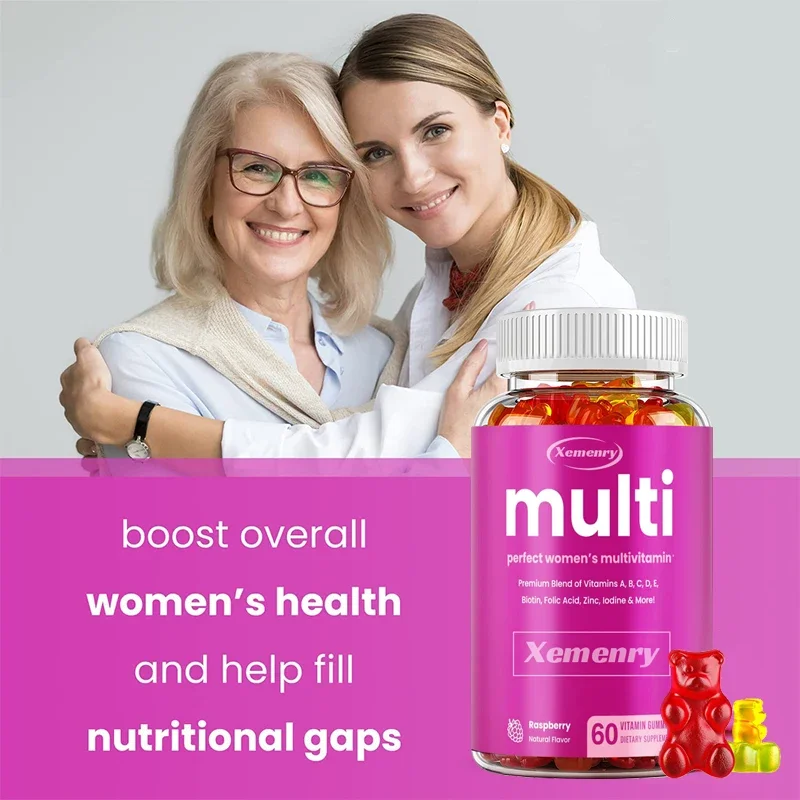 علكات الفيتامينات المتعددة للنساء - تعزز المناعة، ودعم الطاقة الخلوية، وتعزز صحة الدماغ والجلد والعظام، وتعزز الحيوية #4