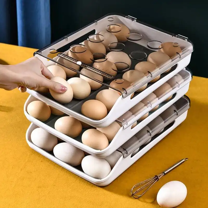 

Kitchen Refrigerator Home Preservation Storage Box Plastic Stackable Egg Carton Multi-Layer Tray