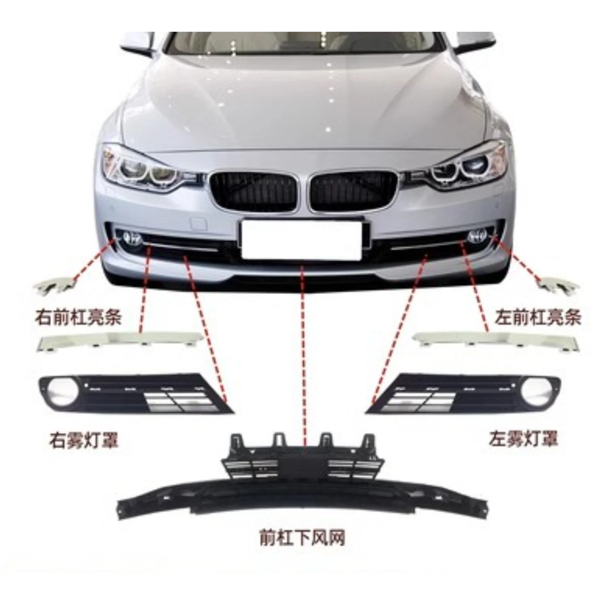 Body Kit Front Fog Lamp Frame Trim for BMW 3 Series F35 320li 325 330li 328 Air Net Bracket Car Accessories