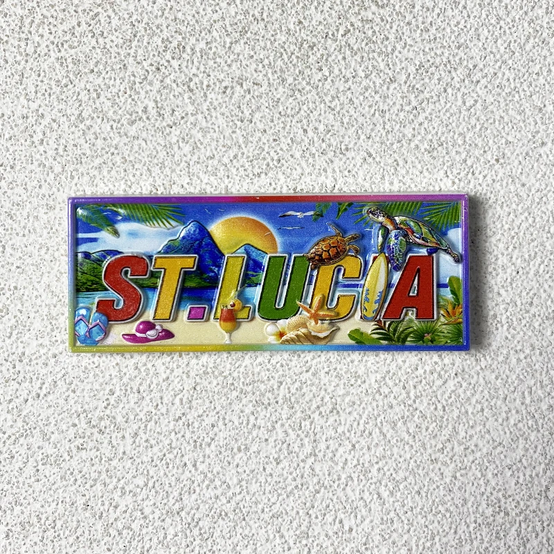 

Saint Lucia cultural tourism souvenir Kitchen Home 3d 3D decorative natural beauty scroll Magnetic refrigerator magnets