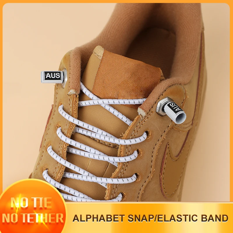 New Sports Elastic Reflective Round Shape Shoelaces No tie Shoe Laces Adult Lazy Metal Locking laces Shoe lacets