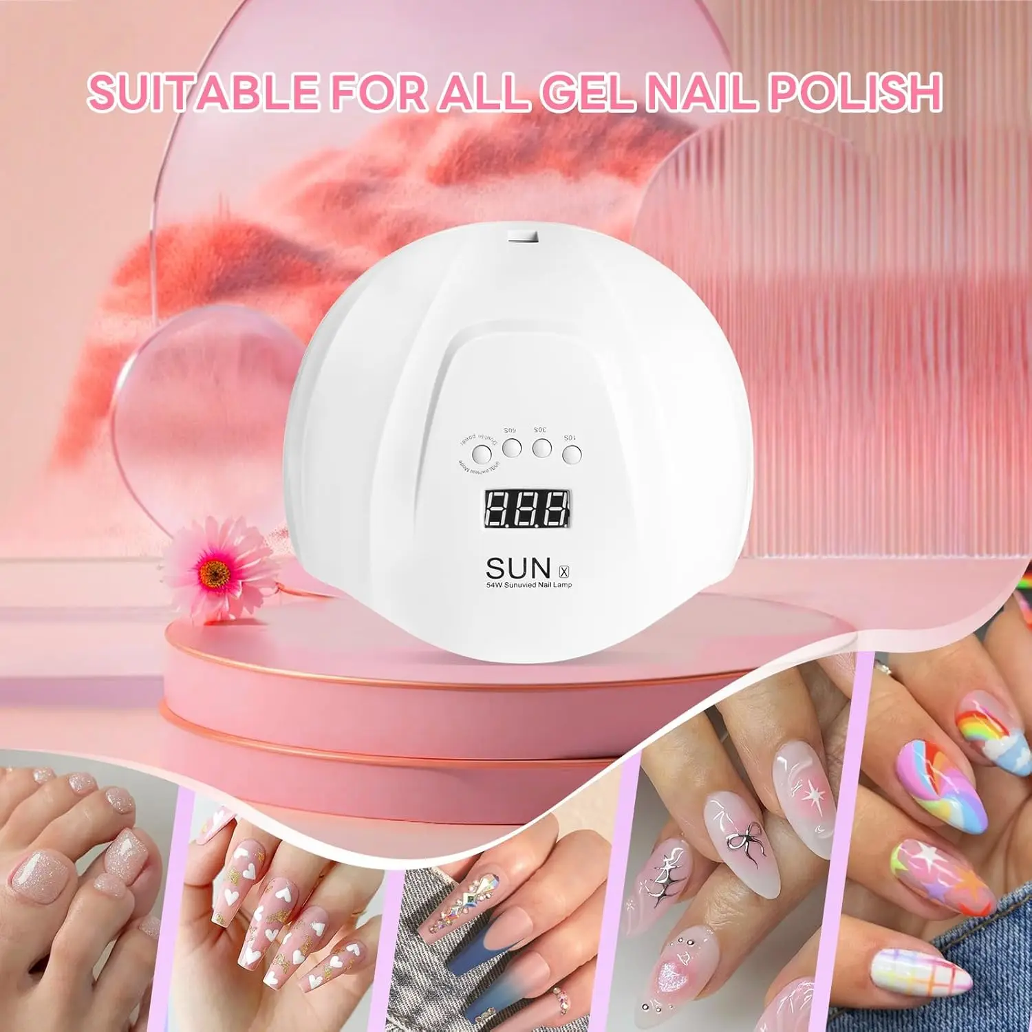 YIKOOLIN 54W UV LED-nagellamp met 36 lampen Sneldrogende nagellakdroger met 4 timeropties voor doe-het-zelf-nagelkunst en gelnagels