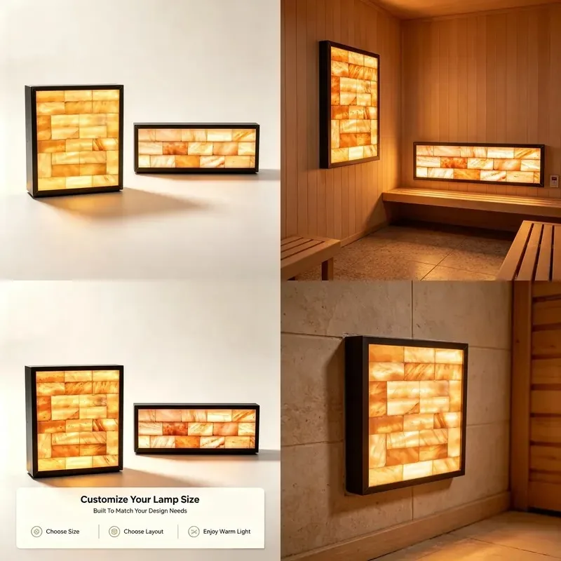 Natural Himalayan Salt Wall Panels Pink Salt Brick Murals for Home Spa Wellness Decoration