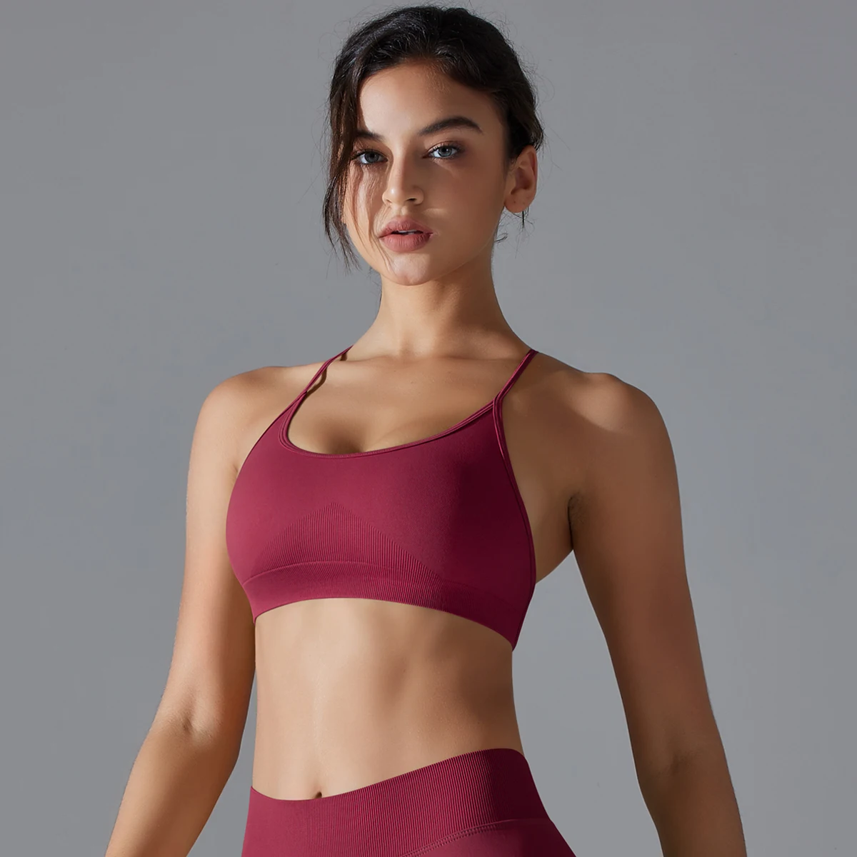 1PC Shockproof Workout Top Sexy Yoga Bra for Womans Solid Color Shock-absorbing Running Yoga Tank Top Beautiful Back Women Bra
