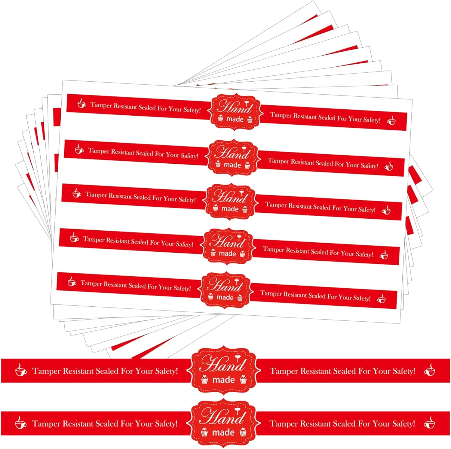 

Food Retail Package Seal Stickers 9x1 Inch Safe Secure Tamper Evident Lids Sticker Tampers Proof 200 Pcs Red