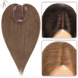 TESS 10x12cm Women Topper Hand Single Knot Hair Toppers Natural Hair Wigs Clip In Human Hair Extensions Side Part Lace Hairpiece