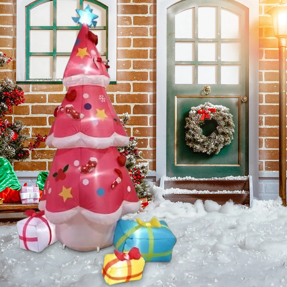 Pohon Natal Tiup 6.9FT dengan Lampu LED, Pohon Natal Tiup Bercahaya untuk Pesta Liburan Natal