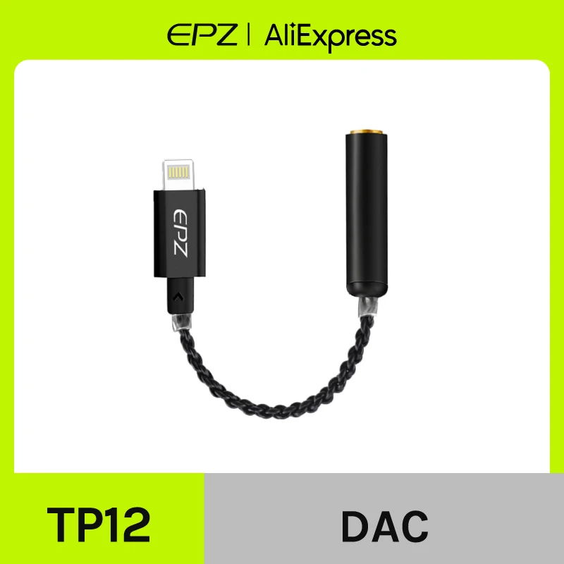 

EPZ TP12 Headphone Amplifier DAC 3.5mm Plug to Lighting to Headphone Jack Audio MIFI Certified Adapter Digital Decoder