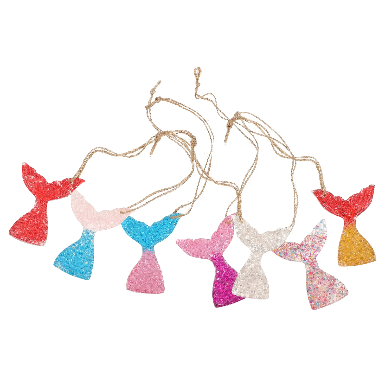 

7Pcs Fish Tail Pendants Resin Colorful Hanging Decor for DIY Home Wall Door Decor Mediterranean Style Vibrant Ornament