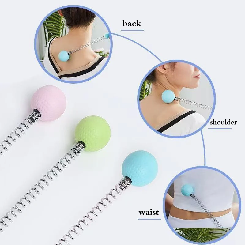 【L】Manual Massage Hammer Stick Ball Body Massager Spring Elastic Knock Shoulder Arm Leg Hip Waist Whole Massage Tool