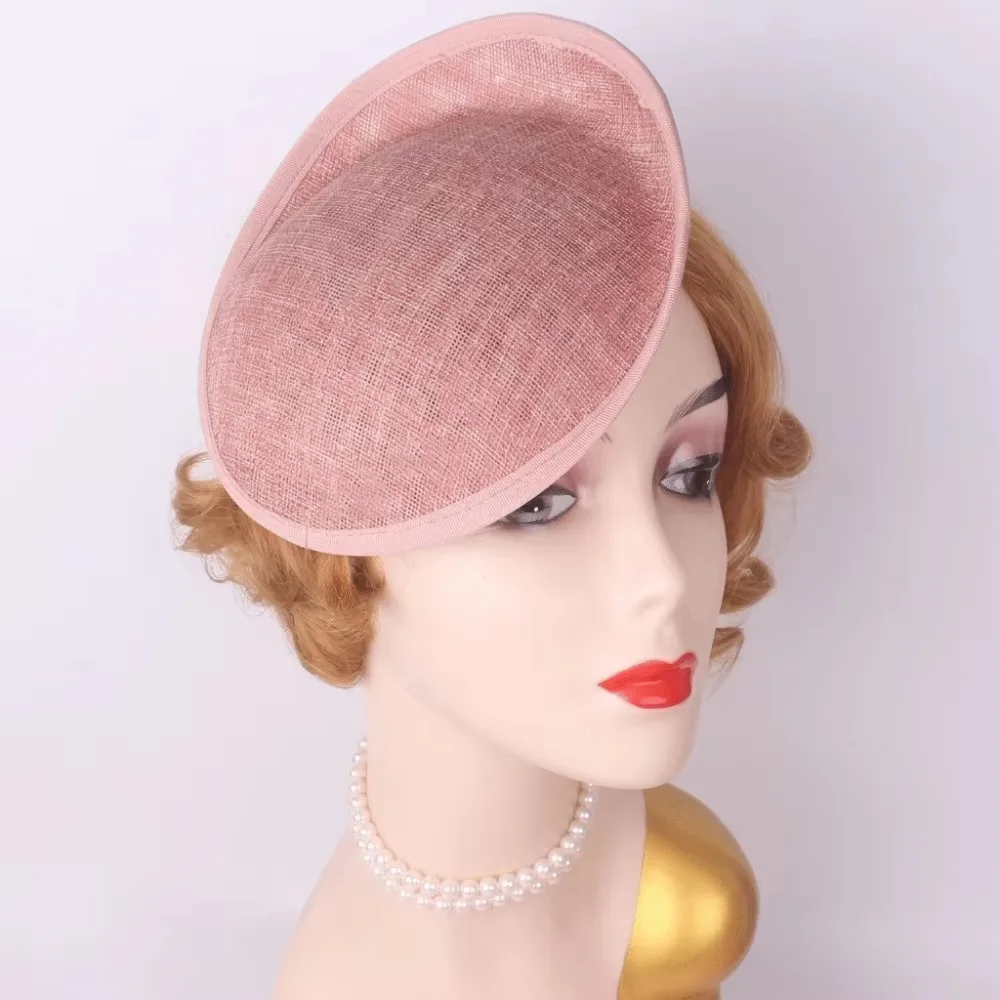 Solid Color Linen Yarn Fascinator Hat Base Headpiece 20cm Vintage Fascinator Hat Wide Brim Multiple Colors Mesh Hat Dance Show
