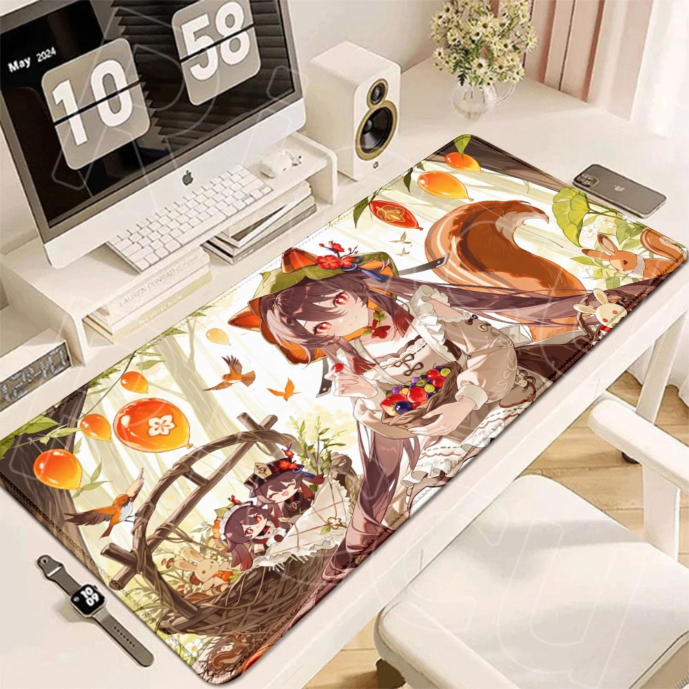 Genshin Columbina High-Definition-Druck, erweiterte Kawaii-Anti-Rutsch-Mauspads, Esports-Mauspads, Gummi, Büro- und Schreibtischzubehör – Detail 8