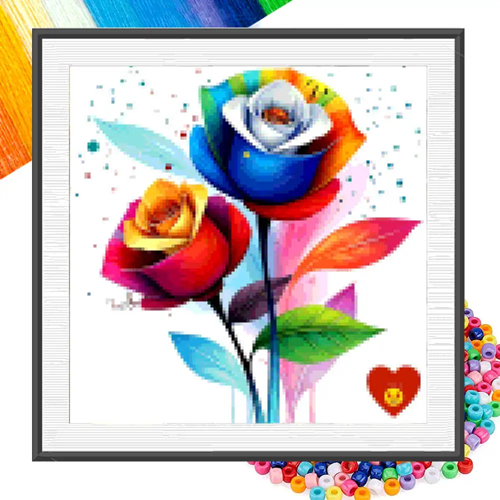 

Частичные наборы для вышивания бисером, яркие разноцветные розы, холст, сделай сам, полный 11CT, вышивка крестиком, художественные цветы, декор, подарок