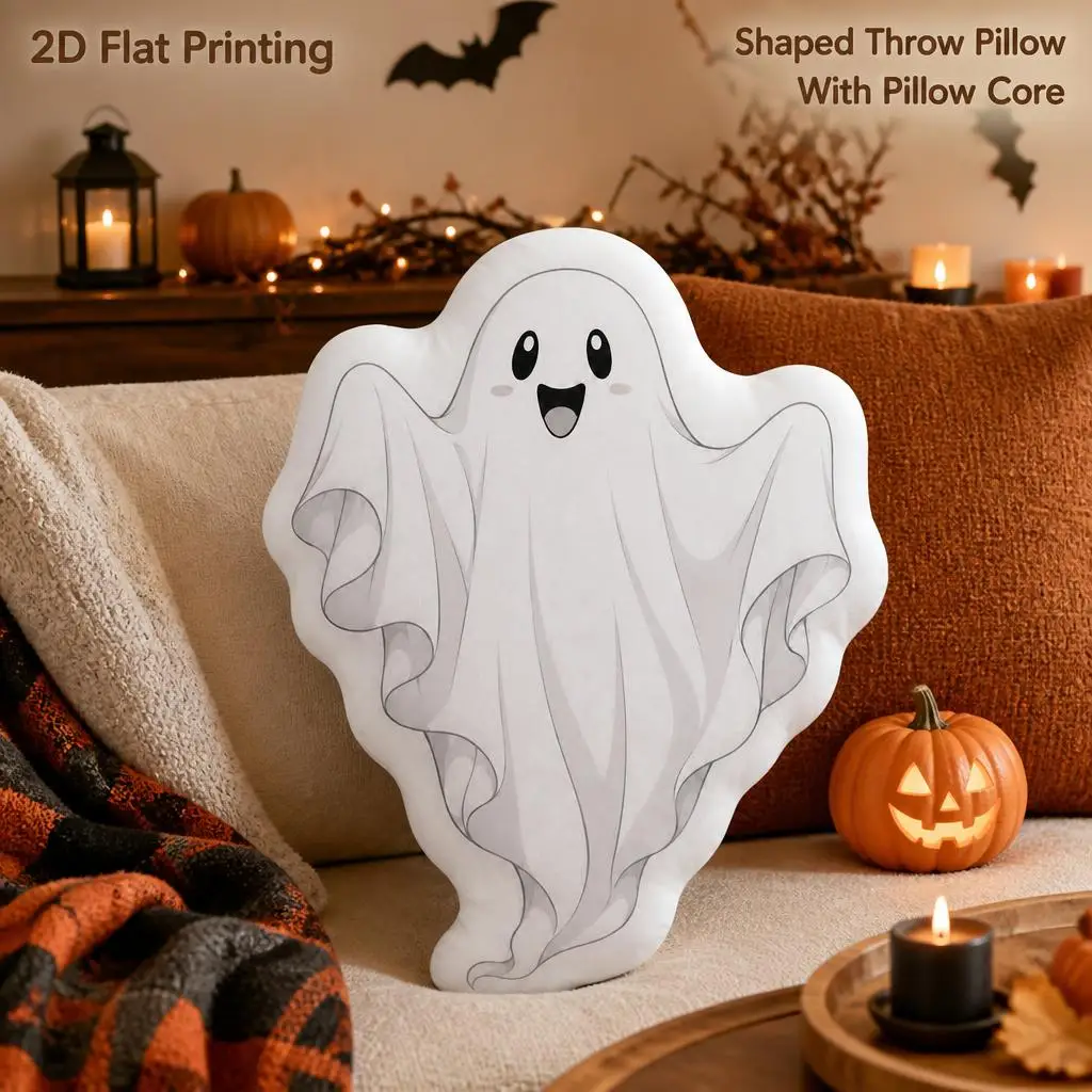 Spooky Ghost Halloween Gift Plush Pillow Cushion Irregular Stuffed Throw Pillow Home Decor Gift Sofa Bed Home