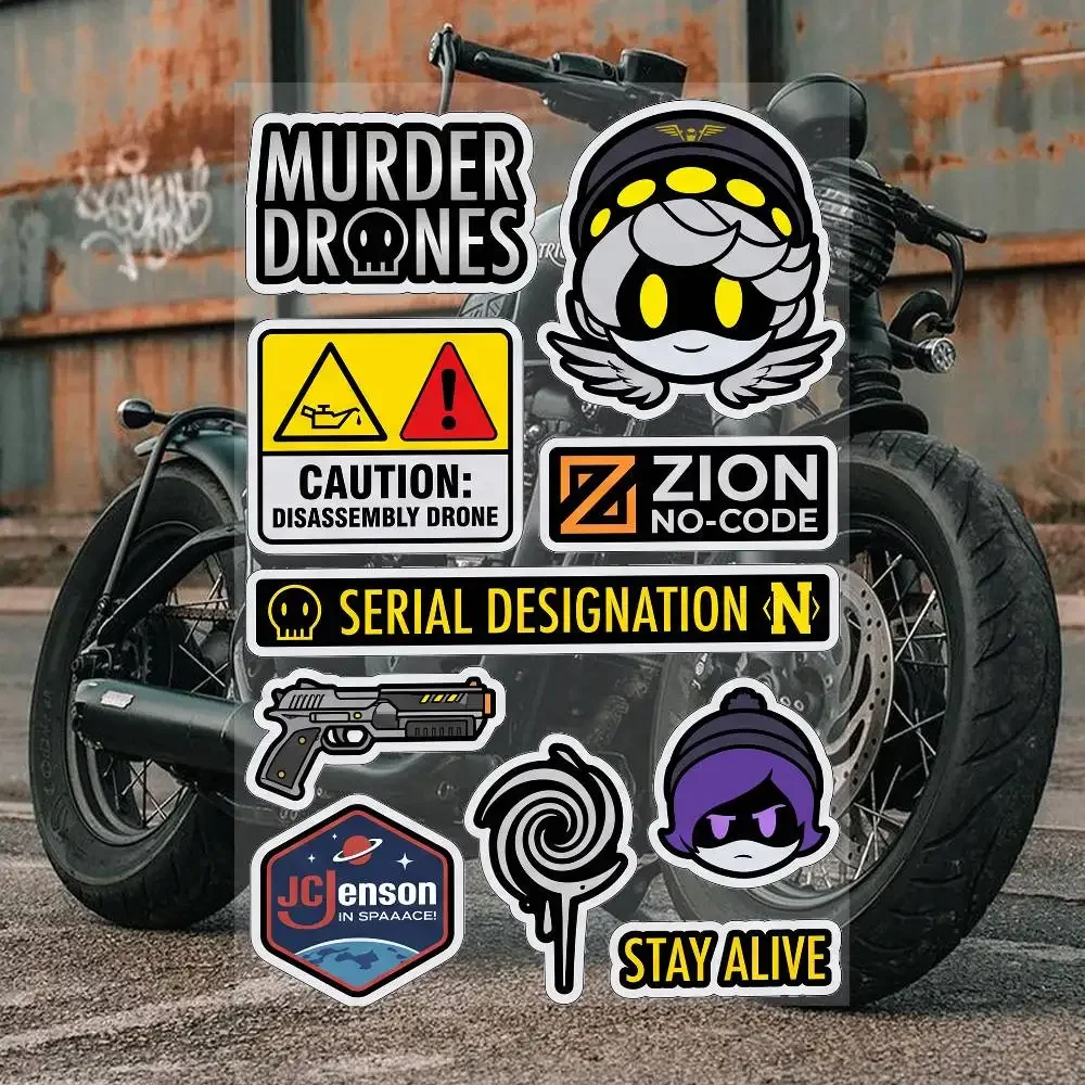 M-Murder D-Drones Whitepaper Game Reflective motorcycle stickers, 3M safety warning at night in the dark scooter helmets
