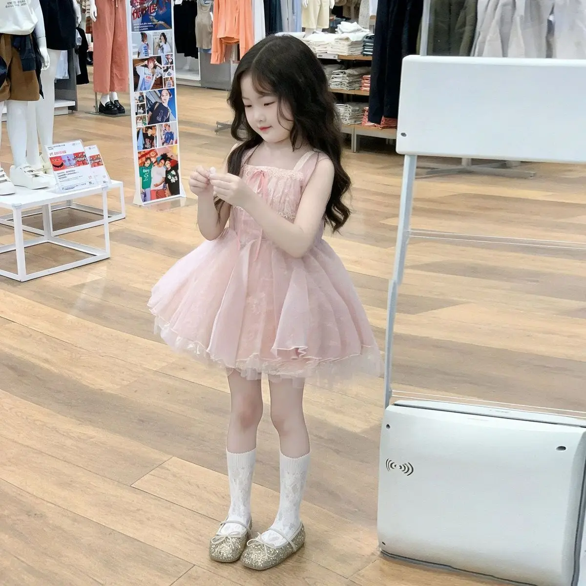 

Girls Pink Lolita Dress Summer Children Tulle Fluffy Princess Dress Fairy Tale Costume Kids Outfit