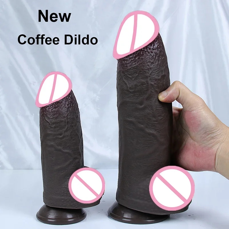 New Coffee Dildo Realistic Sex Toys Big Huge Penis Thick Anal Plug Suction Cup Adults Tools For Women Member Vagina Masturbation