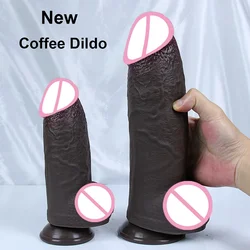 New Coffee Dildo Realistic Sex Toys Big Huge Penis Thick Anal Plug Suction Cup Adults Tools For Women Member Vagina Masturbation