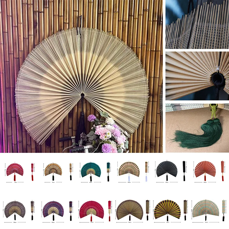 Hand Woven Bamboo Fan Wall Hanging Decor Tassel Rattan Fan Wall Art for Living Room Background Study Room Hotel Home Ornament
