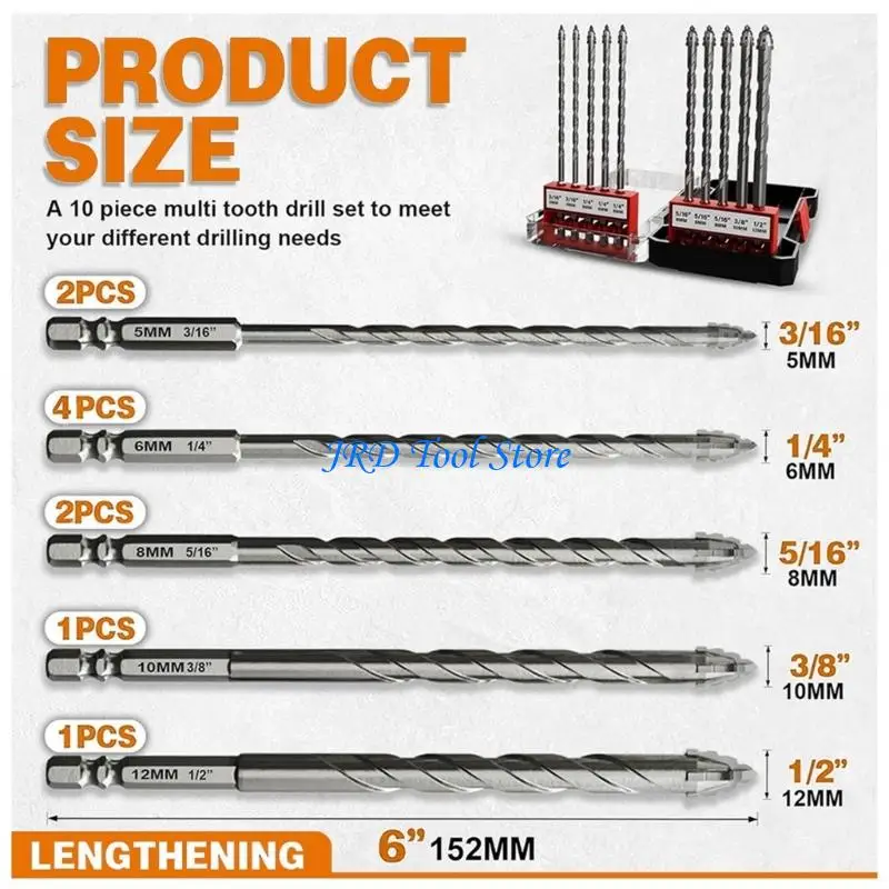 

A2UD 4/5/6/8/10/12mm Eccentric Twist Drill Bit High Hardness Skewed Head Drill Bit for Concrete/Glass/Brick/Plastic