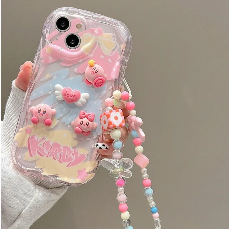 

Kawaii Kirby Phone Case with Doll for IPhone 16 Pro Max 16Pro IPhone 15 Pro 14 Plus Protective Case Apple 13 12 Shockproof Cover