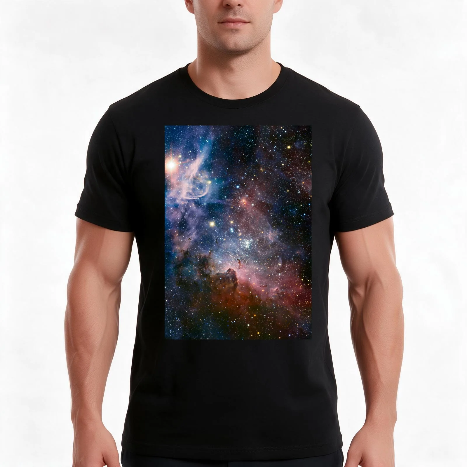 Carina Nebula Star Photography T-Shirt, Summer Casual Cotton Tee, Oversized Streetwear Tops, Vintage Graphic Print, 100% Cotton