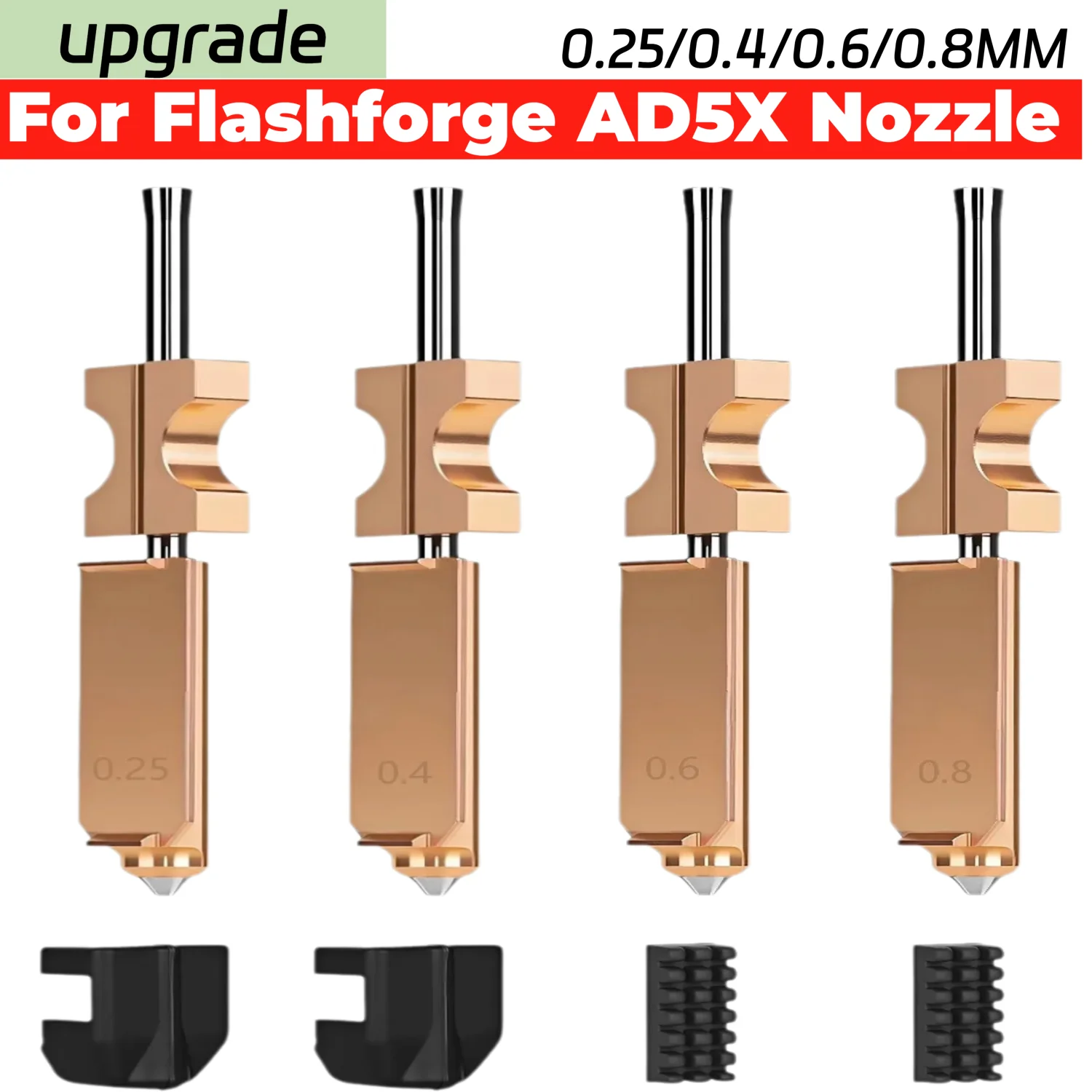 New Upgraded Bimetallic Nozzle Kit For Flashforge AD5X 0.4 0.6 0.25 0.8MM Silicone Sock Brush Copper Stainless Titanium Hotend