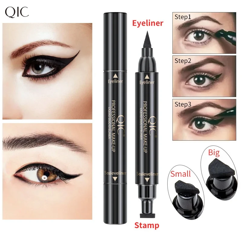 Double-head Seal Eyeliner Waterproof and Non-smudging, Delta Wing Tail Seal Eyeliner Makeup