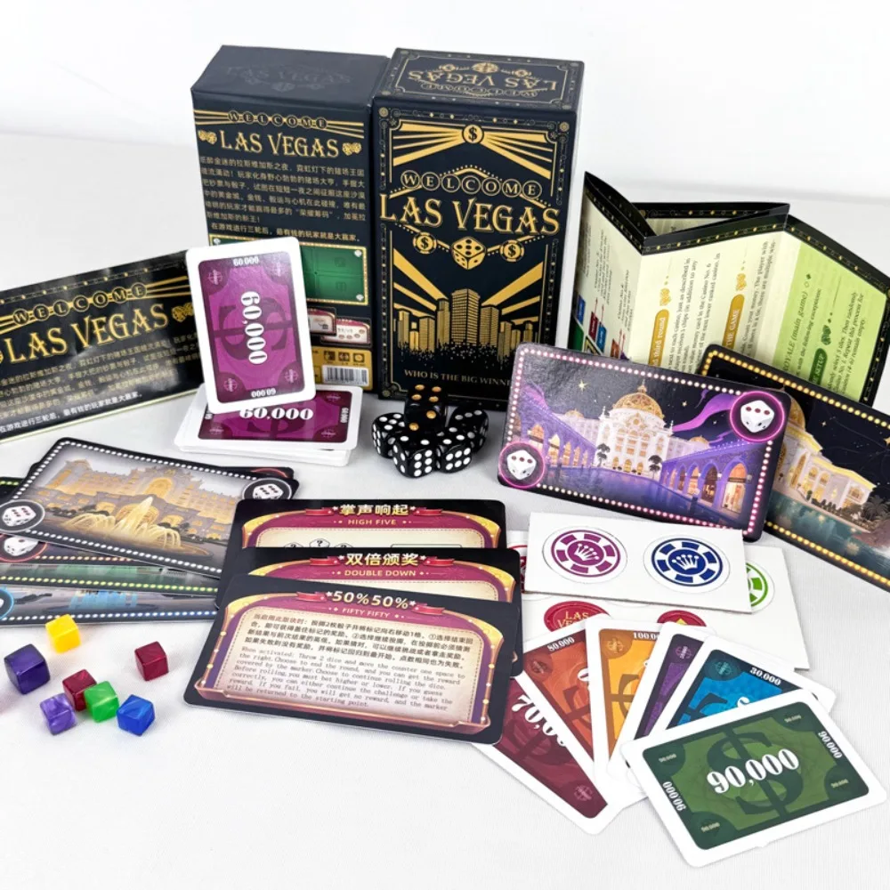 Las Vegas Deluxe Strategy Board Game Exquisite Box Design, High-Quality Entertainment Props for Multiplayer Gaming Gatherings