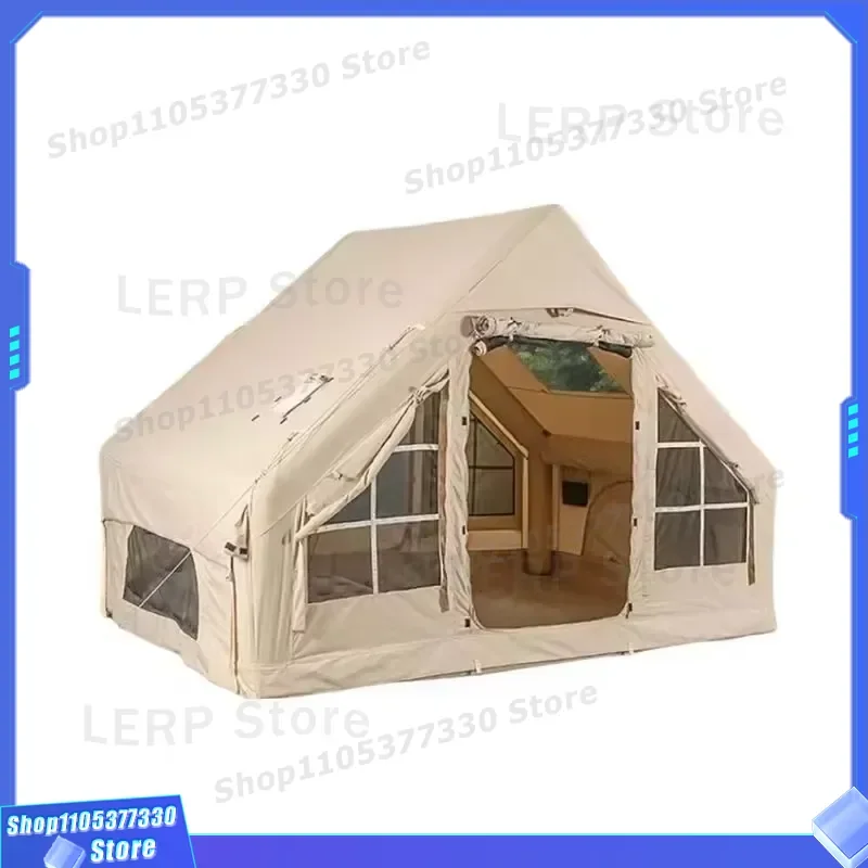 Inflatable Camping Tent with Air Pump Waterproof Outdoor Adventure House Shelter for Family Trip Portable Blow Up Tent Gear
