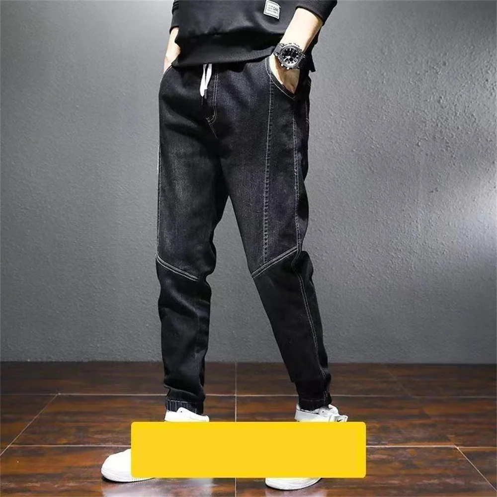 Jeans men Autumn Winter Men's Jeans Harem Denim High Quality Cargo Pants Jogger Goth Hip Hop Trousers Male Grey black