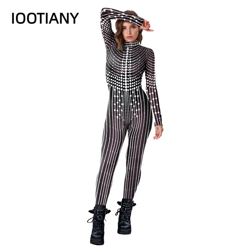 

Cosplay Pearl Tassel Pattern 3D Print Women Sexy Skinny Jumpsuit Carnival Costumes Fancy Bodysuit Party Rompers New