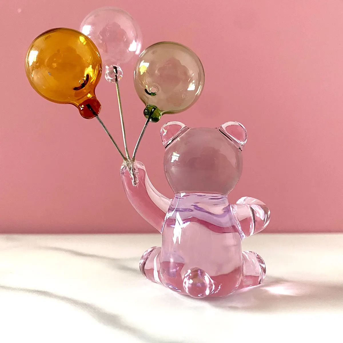 2 Types Crystal Bear with Balloons Glass Bear Animal Figurine Home Table Decor Kids Birthday Gift
