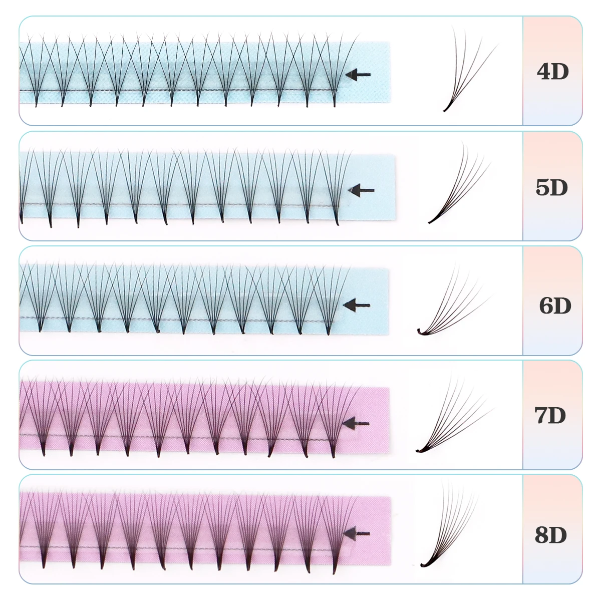 AGUUD 4D 5D 6D 7D 8D مراوح ضيقة مسبقة الصنع رمش ملحقات مدبب قاعدة الروسية حجم لاش علبة ميجا رموش ضيقة مسبقة الصنع #5