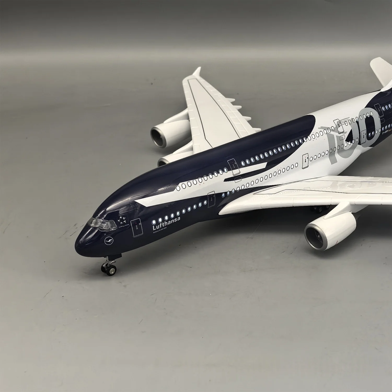 NEW 45cm Lufthansa A380 100 Years Collectible Large Scale Diecast Resin Airplane Model Kit with Stand For Collections or Gift
