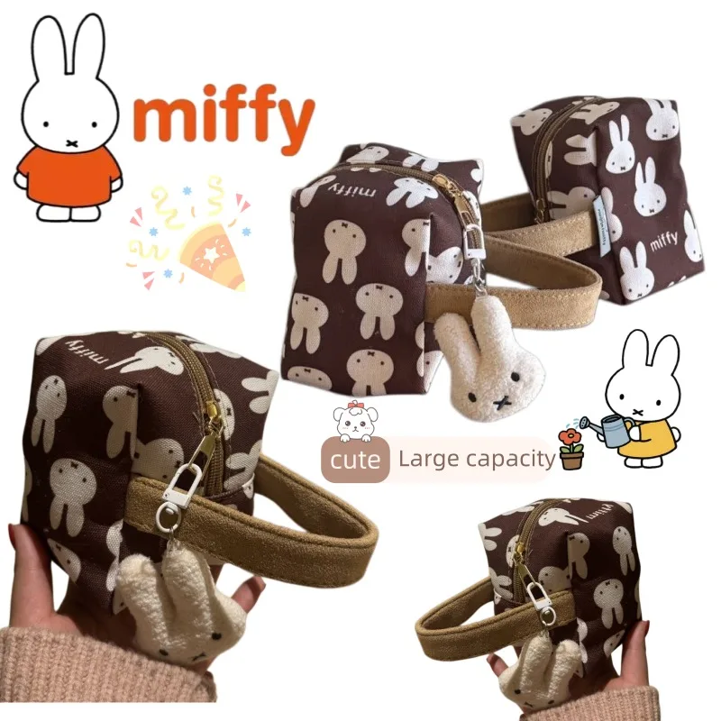 

New Creative Miffy Canvas Bag with Cartoon Cute Rabbit Print, High-Value Large-Capacity Portable Makeup Bag, Student Storage Bag