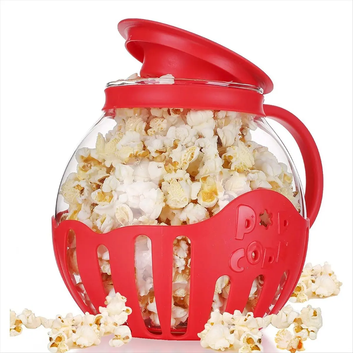 ABNH Microwave Popcorn Maker Bucket Microwave Bowl Mini Machine Safe Silicone Lid Popcorn Maker Red